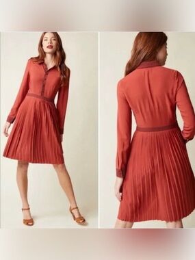 Classy and Timeless ModCloth Long Sleeve Pleated Dress Small